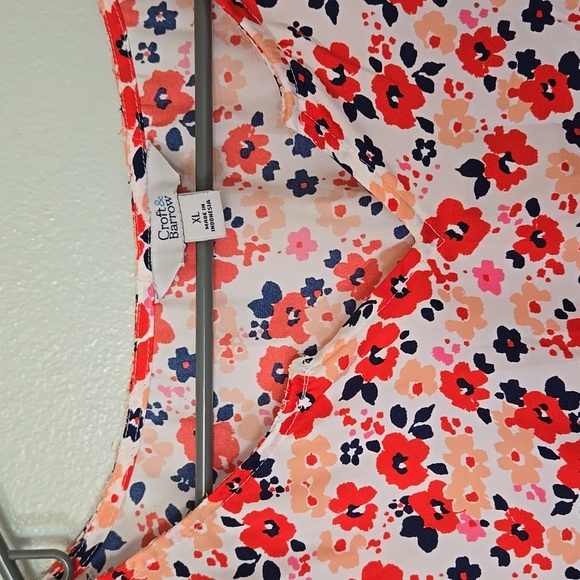 Croft & Barrow Red Floral Long Sleeve Top Size XL - Picture 3 of 9